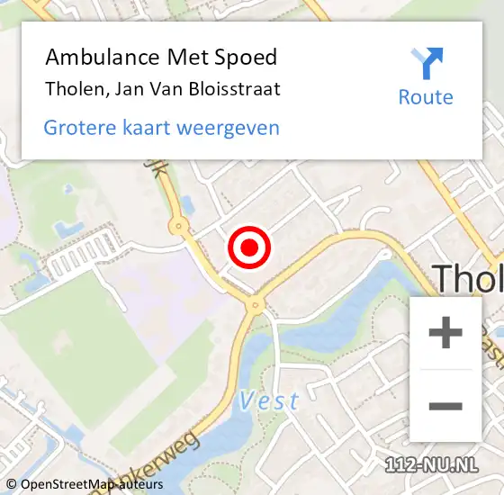 Locatie op kaart van de 112 melding: Ambulance Met Spoed Naar Tholen, Jan Van Bloisstraat op 1 oktober 2016 20:24