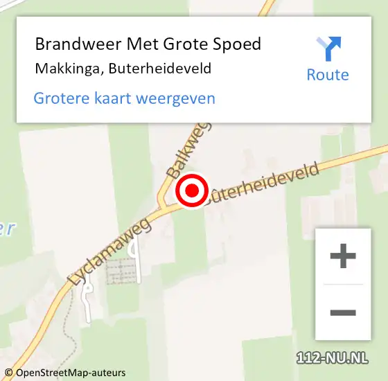 Locatie op kaart van de 112 melding: Brandweer Met Grote Spoed Naar Makkinga, Buterheideveld op 1 oktober 2016 20:43