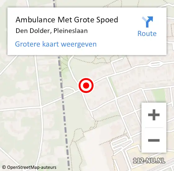 Locatie op kaart van de 112 melding: Ambulance Met Grote Spoed Naar Den Dolder, Pleineslaan op 1 oktober 2016 20:55