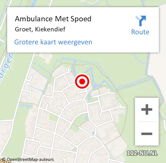 Locatie op kaart van de 112 melding: Ambulance Met Spoed Naar Groet, Kiekendief op 1 oktober 2016 21:56