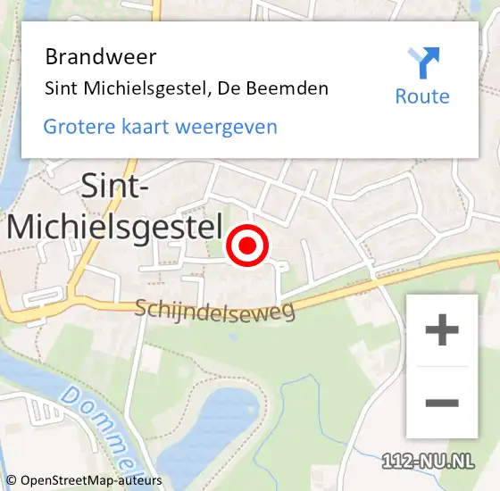 Locatie op kaart van de 112 melding: Brandweer Sint Michielsgestel, De Beemden op 29 december 2013 08:23