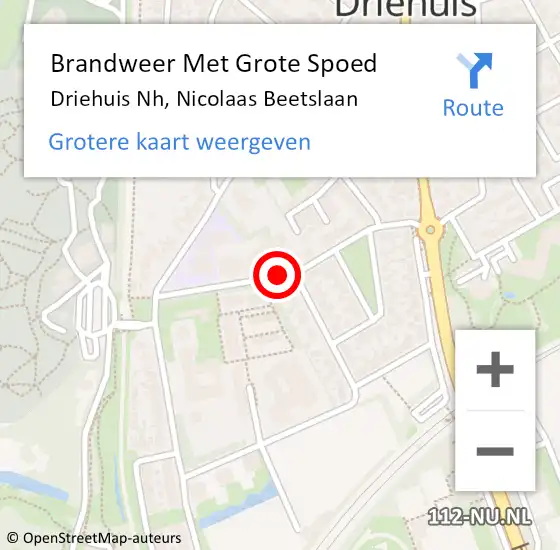 Locatie op kaart van de 112 melding: Brandweer Met Grote Spoed Naar Driehuis Nh, Nicolaas Beetslaan op 2 oktober 2016 00:20