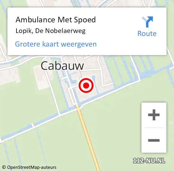 Locatie op kaart van de 112 melding: Ambulance Met Spoed Naar Lopik, De Nobelaerweg op 2 oktober 2016 01:13