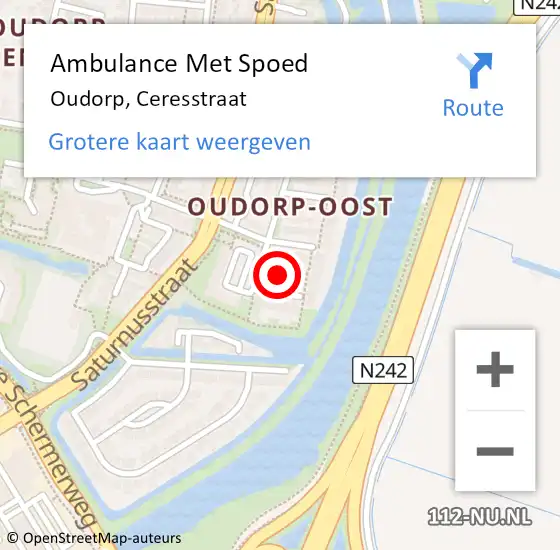 Locatie op kaart van de 112 melding: Ambulance Met Spoed Naar Oudorp, Ceresstraat op 2 oktober 2016 01:23