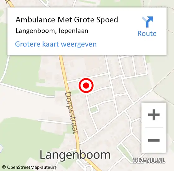 Locatie op kaart van de 112 melding: Ambulance Met Grote Spoed Naar Langenboom, Iepenlaan op 2 oktober 2016 01:53