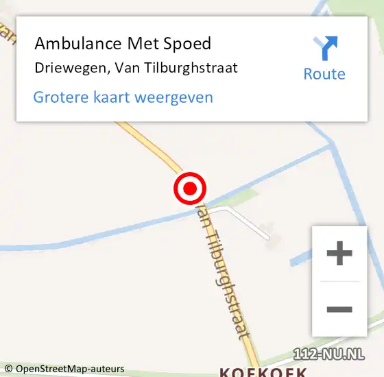 Locatie op kaart van de 112 melding: Ambulance Met Spoed Naar Driewegen, Van Tilburghstraat op 2 oktober 2016 03:08