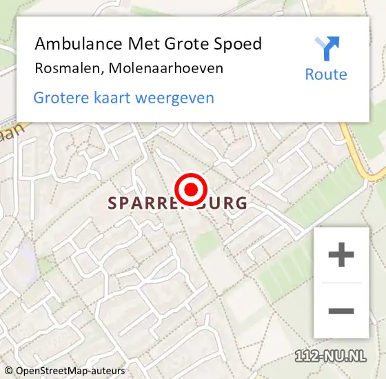 Locatie op kaart van de 112 melding: Ambulance Met Grote Spoed Naar Rosmalen, Molenaarhoeven op 2 oktober 2016 05:19