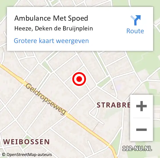 Locatie op kaart van de 112 melding: Ambulance Met Spoed Naar Heeze, Deken de Bruijnplein op 2 oktober 2016 09:28