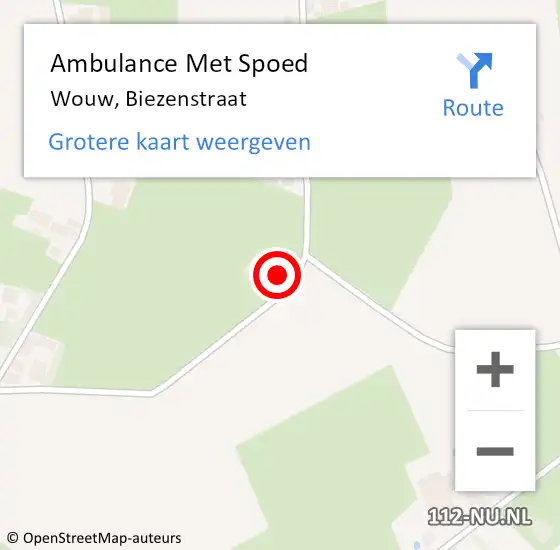 Locatie op kaart van de 112 melding: Ambulance Met Spoed Naar Wouw, Biezenstraat op 29 december 2013 09:09