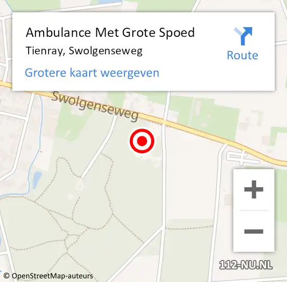 Locatie op kaart van de 112 melding: Ambulance Met Grote Spoed Naar Tienray, Swolgenseweg op 2 oktober 2016 10:05