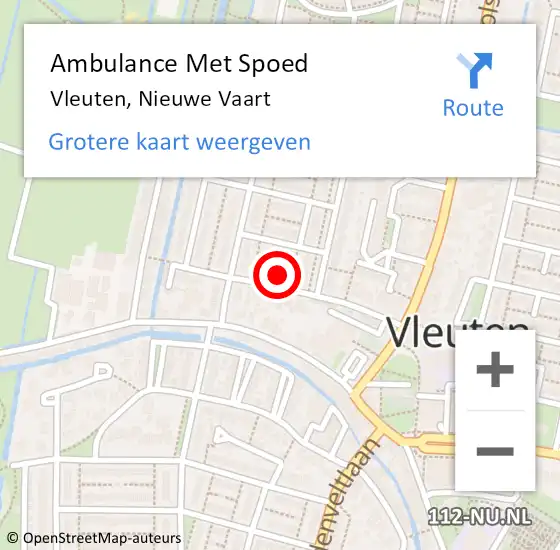 Locatie op kaart van de 112 melding: Ambulance Met Spoed Naar Vleuten, Nieuwe Vaart op 2 oktober 2016 10:07