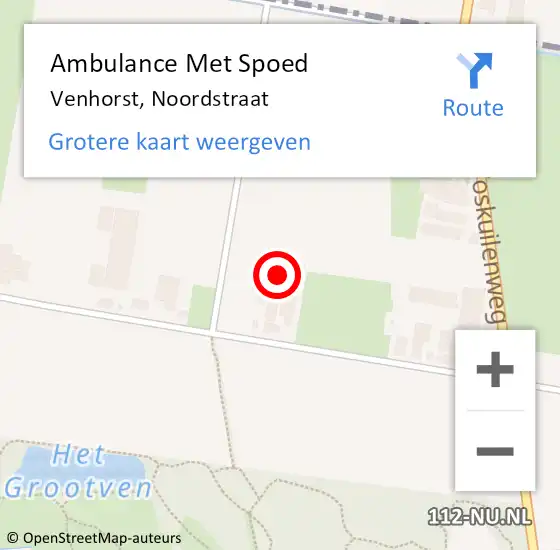 Locatie op kaart van de 112 melding: Ambulance Met Spoed Naar Venhorst, Noordstraat op 2 oktober 2016 11:13