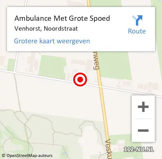 Locatie op kaart van de 112 melding: Ambulance Met Grote Spoed Naar Venhorst, Noordstraat op 2 oktober 2016 11:15