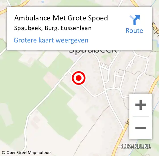 Locatie op kaart van de 112 melding: Ambulance Met Grote Spoed Naar Spaubeek, Burg. Eussenlaan op 29 december 2013 09:28