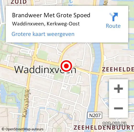 Locatie op kaart van de 112 melding: Brandweer Met Grote Spoed Naar Waddinxveen, Kerkweg-Oost op 2 oktober 2016 14:30