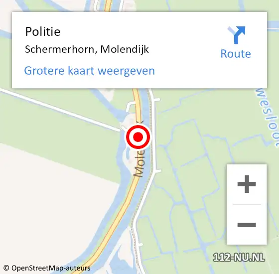 Locatie op kaart van de 112 melding: Politie Schermerhorn, Molendijk op 2 oktober 2016 14:40