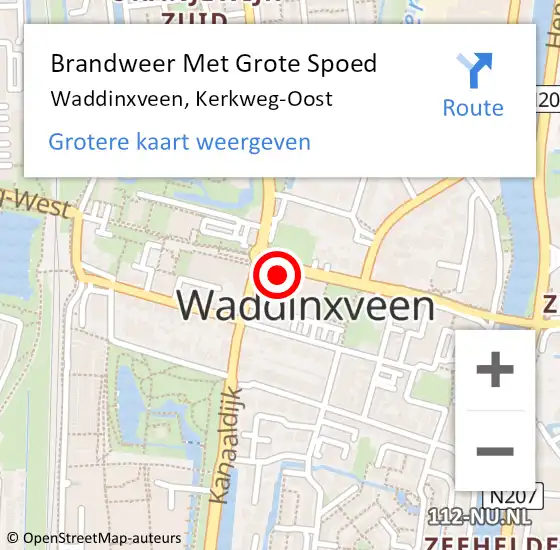 Locatie op kaart van de 112 melding: Brandweer Met Grote Spoed Naar Waddinxveen, Kerkweg-Oost op 2 oktober 2016 15:03