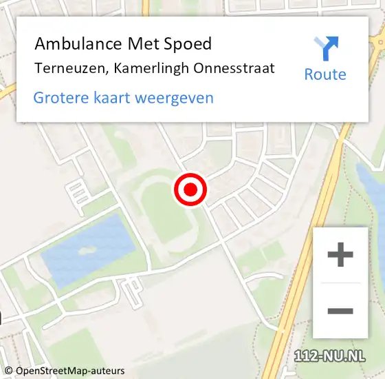 Locatie op kaart van de 112 melding: Ambulance Met Spoed Naar Terneuzen, Kamerlingh Onnesstraat op 2 oktober 2016 15:14