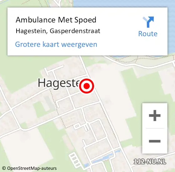 Locatie op kaart van de 112 melding: Ambulance Met Spoed Naar Hagestein, Gasperdenstraat op 29 december 2013 09:55