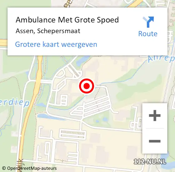 Locatie op kaart van de 112 melding: Ambulance Met Grote Spoed Naar Assen, Schepersmaat op 2 oktober 2016 15:57