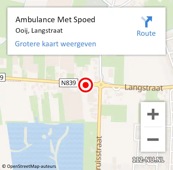 Locatie op kaart van de 112 melding: Ambulance Met Spoed Naar Ooij, Langstraat op 2 oktober 2016 16:03