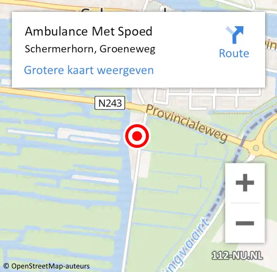 Locatie op kaart van de 112 melding: Ambulance Met Spoed Naar Schermerhorn, Groeneweg op 2 oktober 2016 16:39