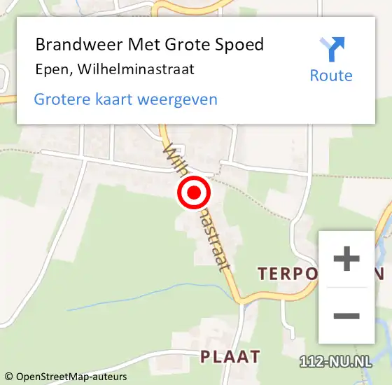 Locatie op kaart van de 112 melding: Brandweer Met Grote Spoed Naar Epen, Wilhelminastraat op 2 oktober 2016 17:23