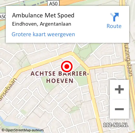 Locatie op kaart van de 112 melding: Ambulance Met Spoed Naar Eindhoven, Argentanlaan op 2 oktober 2016 17:39