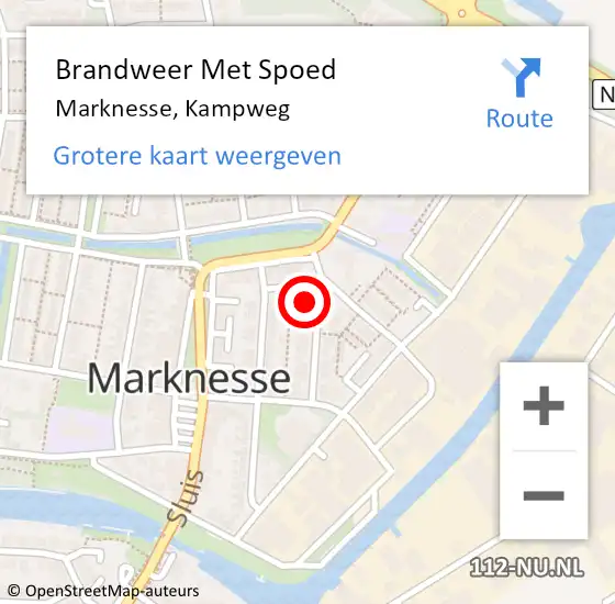 Locatie op kaart van de 112 melding: Brandweer Met Spoed Naar Marknesse, Kampweg op 2 oktober 2016 18:10