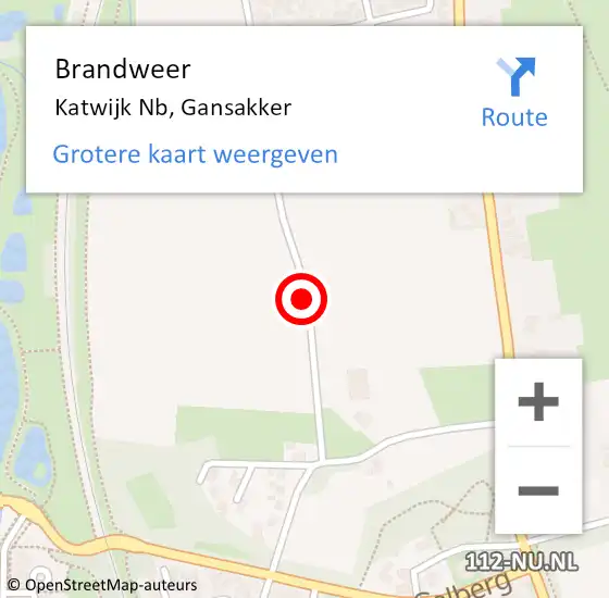 Locatie op kaart van de 112 melding: Brandweer Katwijk Nb, Gansakker op 2 oktober 2016 18:33