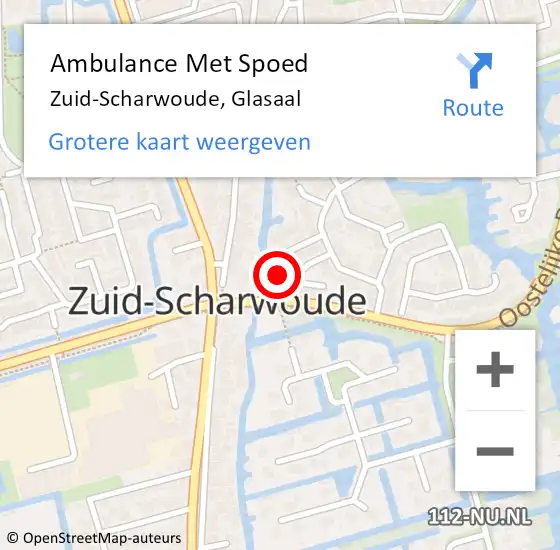 Locatie op kaart van de 112 melding: Ambulance Met Spoed Naar Zuid-Scharwoude, Glasaal op 2 oktober 2016 19:46