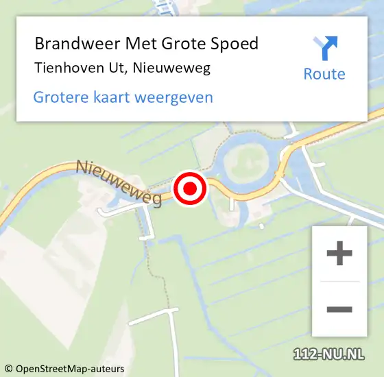 Locatie op kaart van de 112 melding: Brandweer Met Grote Spoed Naar Tienhoven UT, Nieuweweg op 2 oktober 2016 20:18