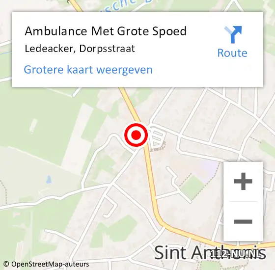 Locatie op kaart van de 112 melding: Ambulance Met Grote Spoed Naar Ledeacker, Dorpsstraat op 2 oktober 2016 21:00