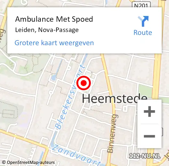 Locatie op kaart van de 112 melding: Ambulance Met Spoed Naar Leiden, Nova-Passage op 2 oktober 2016 23:04