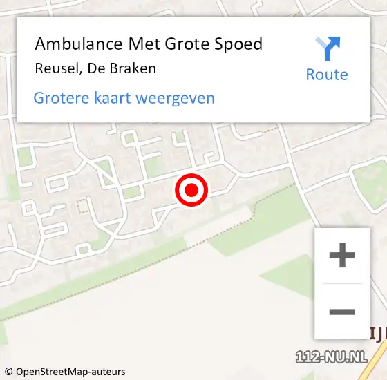 Locatie op kaart van de 112 melding: Ambulance Met Grote Spoed Naar Reusel, De Braken op 2 oktober 2016 23:06