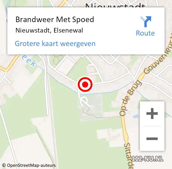 Locatie op kaart van de 112 melding: Brandweer Met Spoed Naar Nieuwstadt, Elsenewal op 3 oktober 2016 04:35