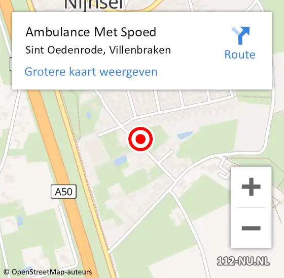 Locatie op kaart van de 112 melding: Ambulance Met Spoed Naar Sint Oedenrode, Villenbraken op 3 oktober 2016 05:14