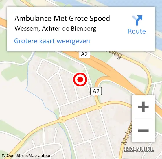 Locatie op kaart van de 112 melding: Ambulance Met Grote Spoed Naar Wessem, Achter de Bienberg op 3 oktober 2016 05:53