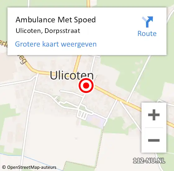 Locatie op kaart van de 112 melding: Ambulance Met Spoed Naar Ulicoten, Dorpsstraat op 3 oktober 2016 07:50