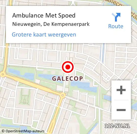 Locatie op kaart van de 112 melding: Ambulance Met Spoed Naar Nieuwegein, De Kempenaerpark op 3 oktober 2016 08:25