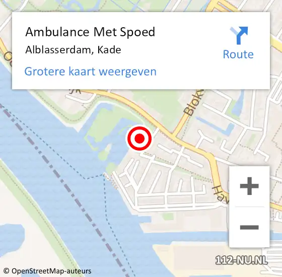 Locatie op kaart van de 112 melding: Ambulance Met Spoed Naar Alblasserdam, Kade op 3 oktober 2016 08:56