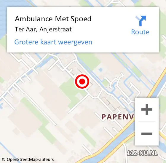 Locatie op kaart van de 112 melding: Ambulance Met Spoed Naar Ter Aar, Anjerstraat op 3 oktober 2016 08:57