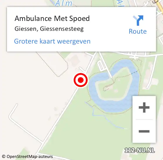 Locatie op kaart van de 112 melding: Ambulance Met Spoed Naar Giessen, Giessensesteeg op 3 oktober 2016 09:18