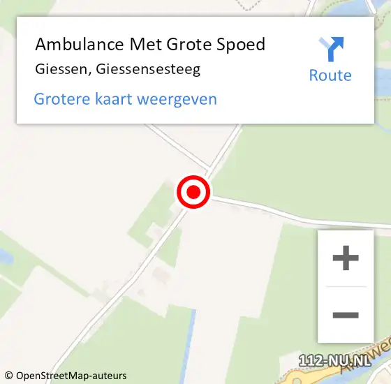 Locatie op kaart van de 112 melding: Ambulance Met Grote Spoed Naar Giessen, Giessensesteeg op 3 oktober 2016 09:21