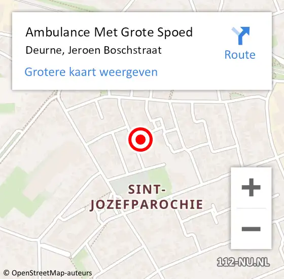 Locatie op kaart van de 112 melding: Ambulance Met Grote Spoed Naar Deurne, Jeroen Boschstraat op 3 oktober 2016 09:22