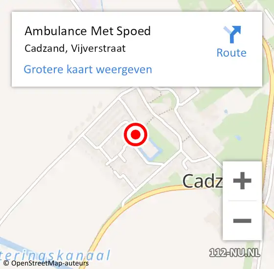 Locatie op kaart van de 112 melding: Ambulance Met Spoed Naar Cadzand, Vijverstraat op 3 oktober 2016 09:27