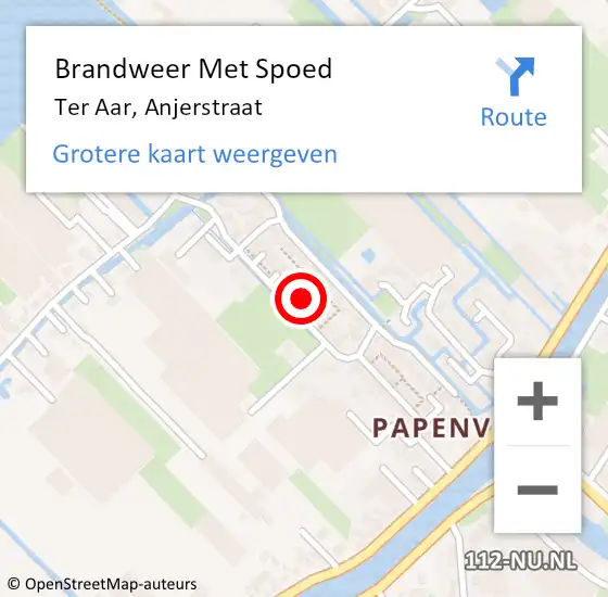 Locatie op kaart van de 112 melding: Brandweer Met Spoed Naar Ter Aar, Anjerstraat op 3 oktober 2016 09:31
