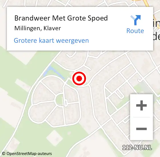 Locatie op kaart van de 112 melding: Brandweer Met Grote Spoed Naar Millingen, Klaver op 3 oktober 2016 09:47