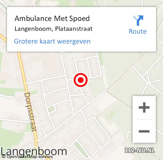 Locatie op kaart van de 112 melding: Ambulance Met Spoed Naar Langenboom, Plataanstraat op 3 oktober 2016 11:19