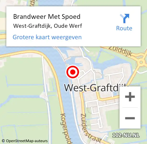 Locatie op kaart van de 112 melding: Brandweer Met Spoed Naar West-Graftdijk, Oude Werf op 3 oktober 2016 11:24